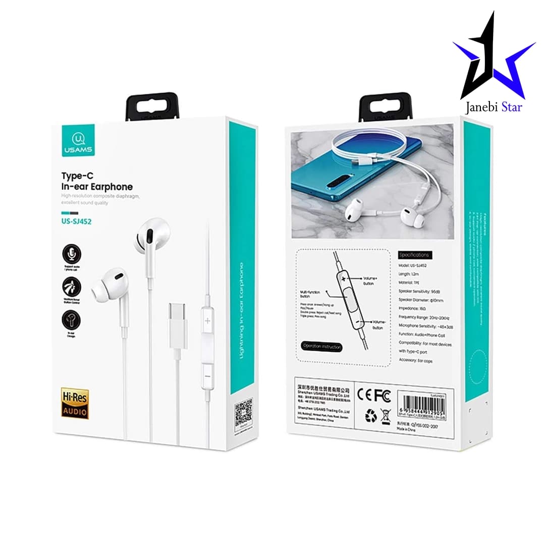 هندزفری با سیم یوسمز مدل SJ451_EP41 پورت type-c — تصویر ۷