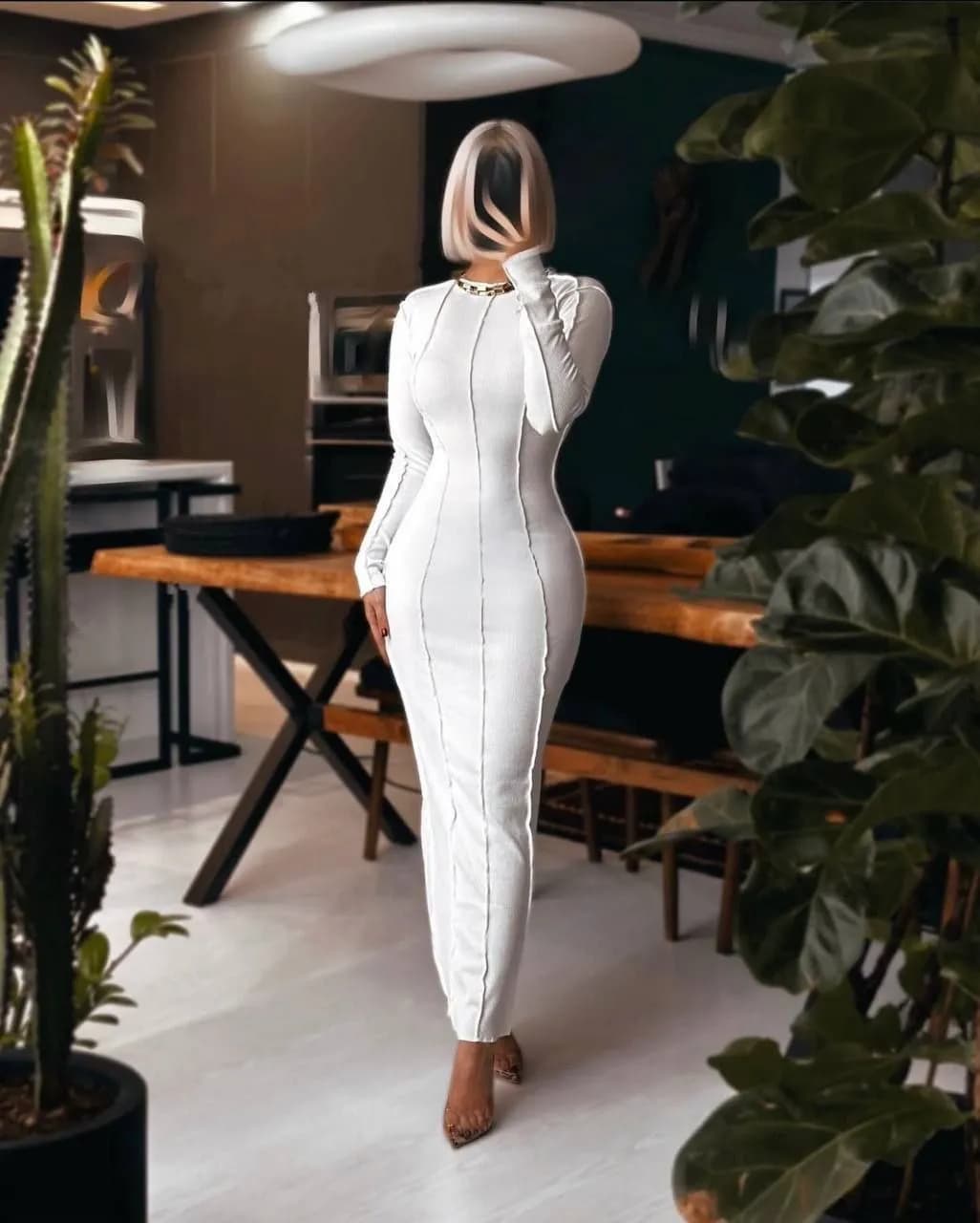 پیراهن زنانه بلند با جنس فانریپ پنبه کبریتی pa-006 — تصویر ۴