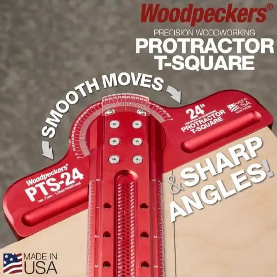خطکش نقالهدار T شکل نجاری Woodpeckers – طول 600 میلیمتر — تصویر ۳