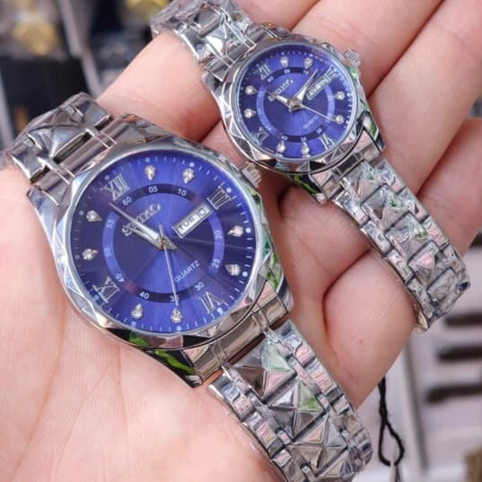 ساعت مچی ست سیکو دو تقویم استیل صفحه آبی