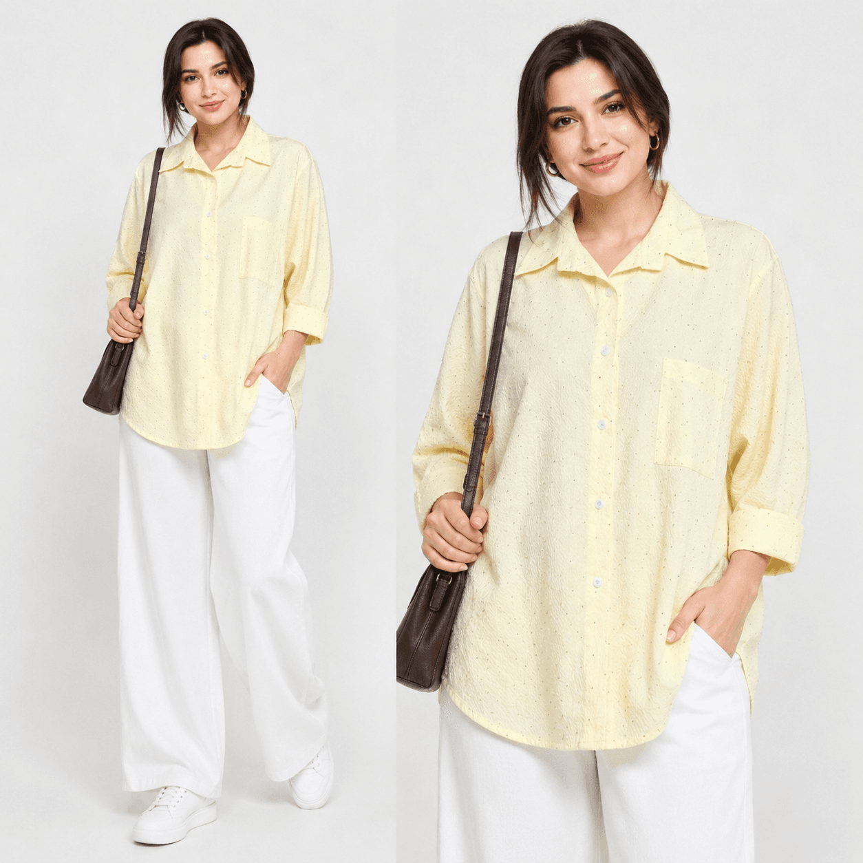 شومیز زنانه پفکی نگین‌دار