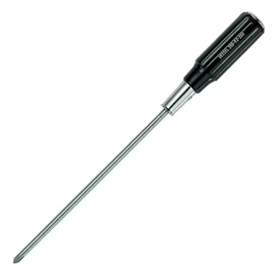 پیچ گوشتی ساقه بلند چهار پهلو دسته چوبی از برند VESSEL (200 میلیمتر)