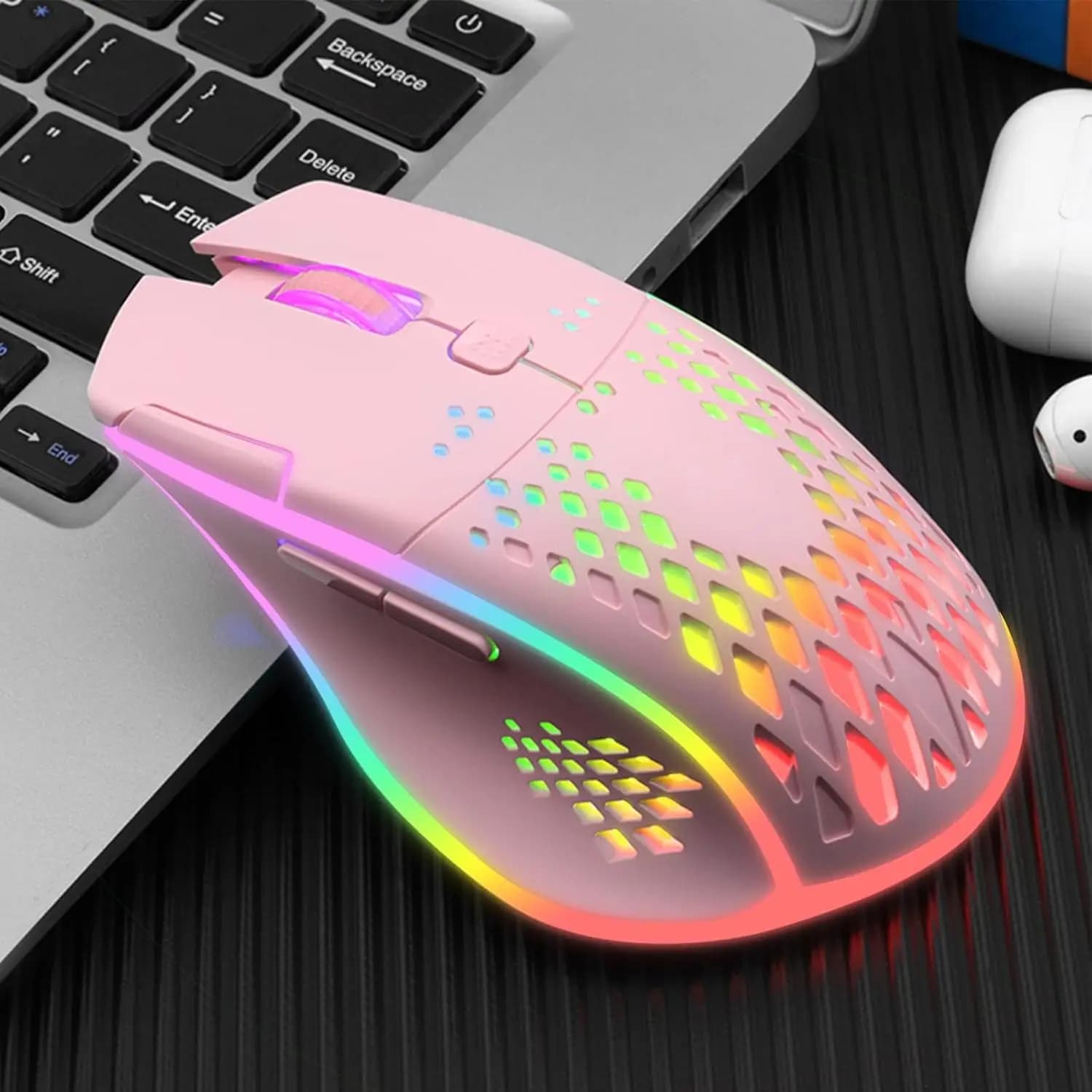ماوس گیمینگ وایرلس VEGCOO C30 | VEGCOO Wireless Gaming Mouse C8 C30 Pink — تصویر ۳