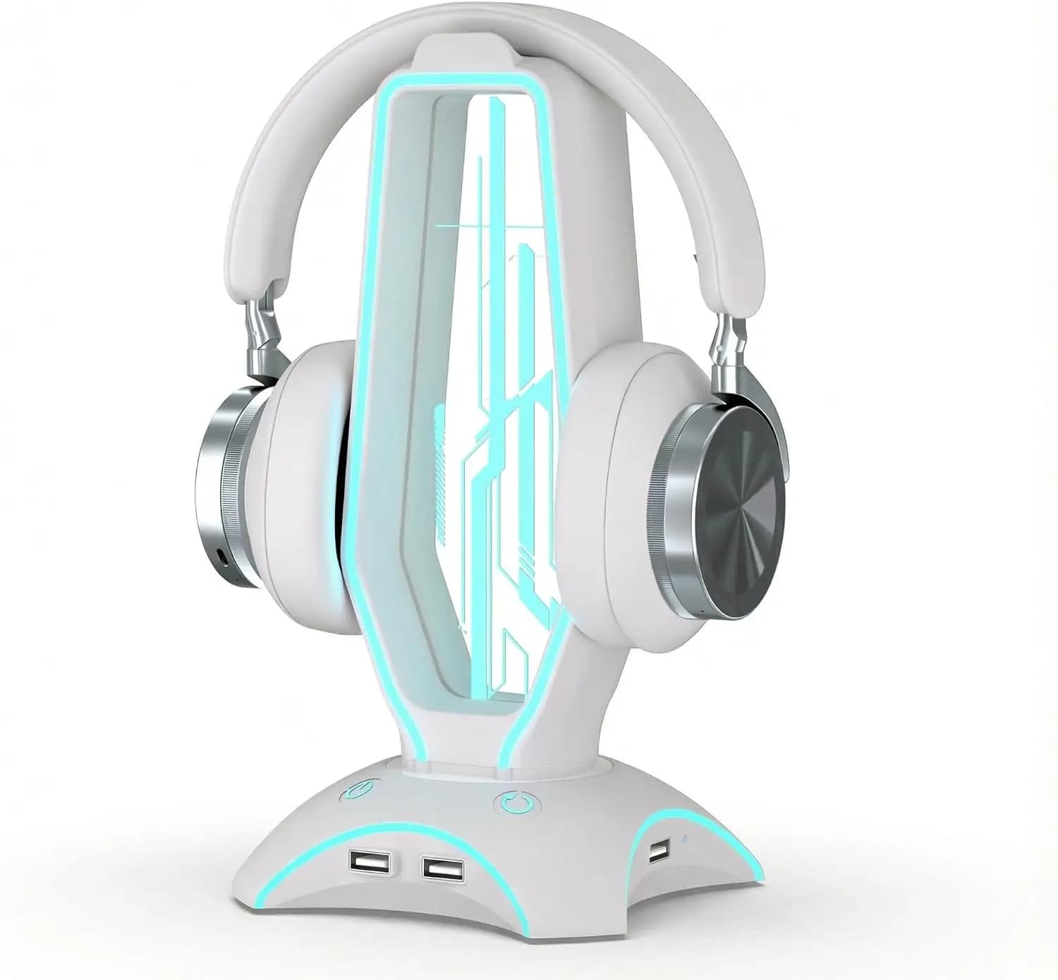 استند هدست گیمینگ RGB | Glowthos مدل HG61H با هاب USB 3 پورت سفید