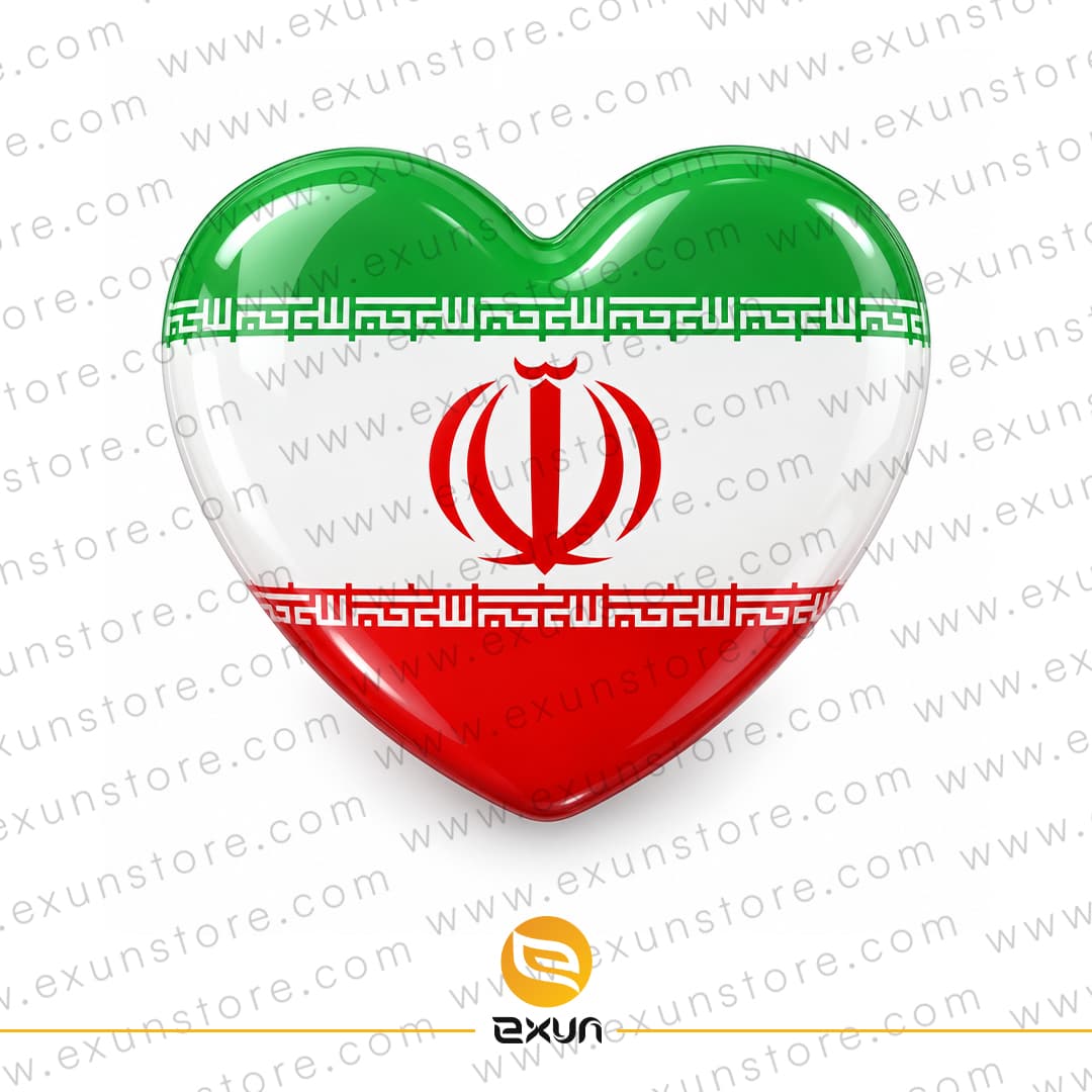 برچسب پرچم ایران طرح قلب مدل ژله ای — تصویر ۲