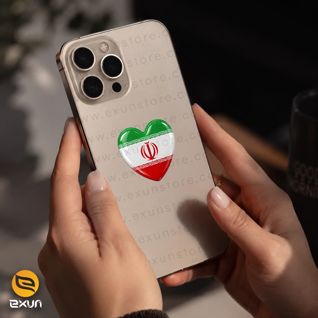برچسب پرچم ایران طرح قلب مدل ژله ای — تصویر ۳