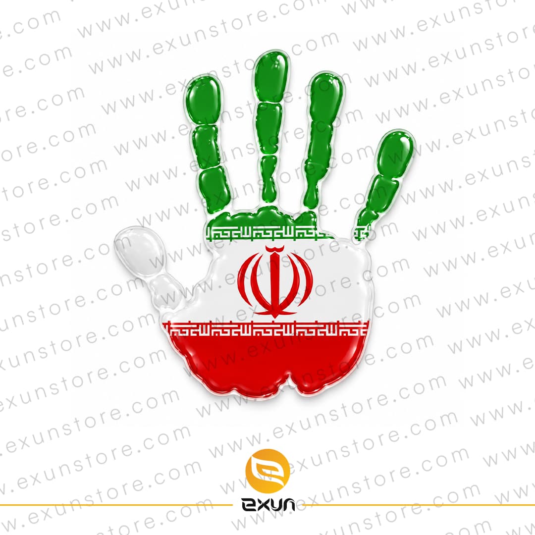 برچسب پرچم ایران طرح دست مدل ژله ای
