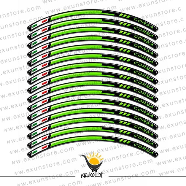 برچسب دور رینگ ژله ای موتورسیکلت مجموعه 16 عددی مدل Corsa
