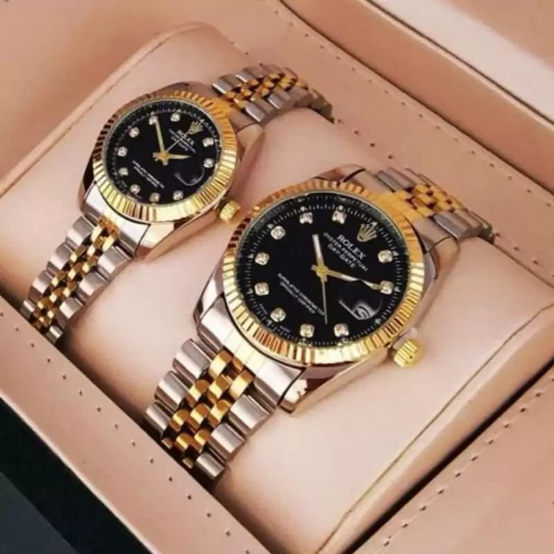 ساعت مچی زنانه رولکس rolex استیل صفحه مشکی — تصویر ۳