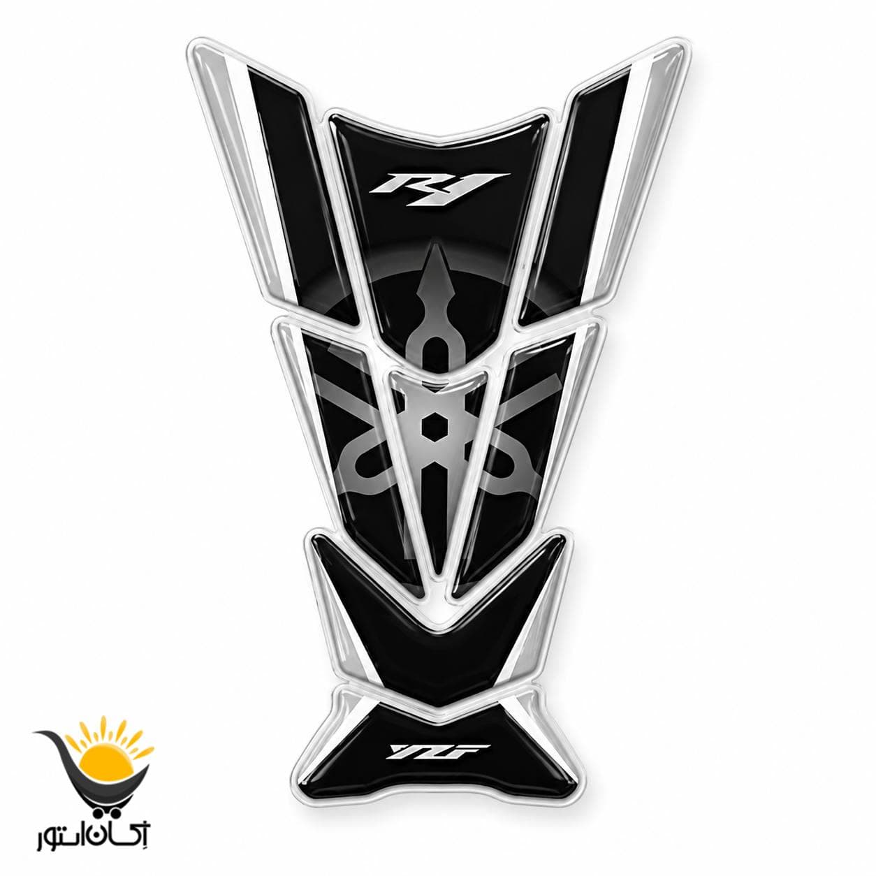 برچسب باک موتورسیکلت مدل ژله ای طرح Black and silver