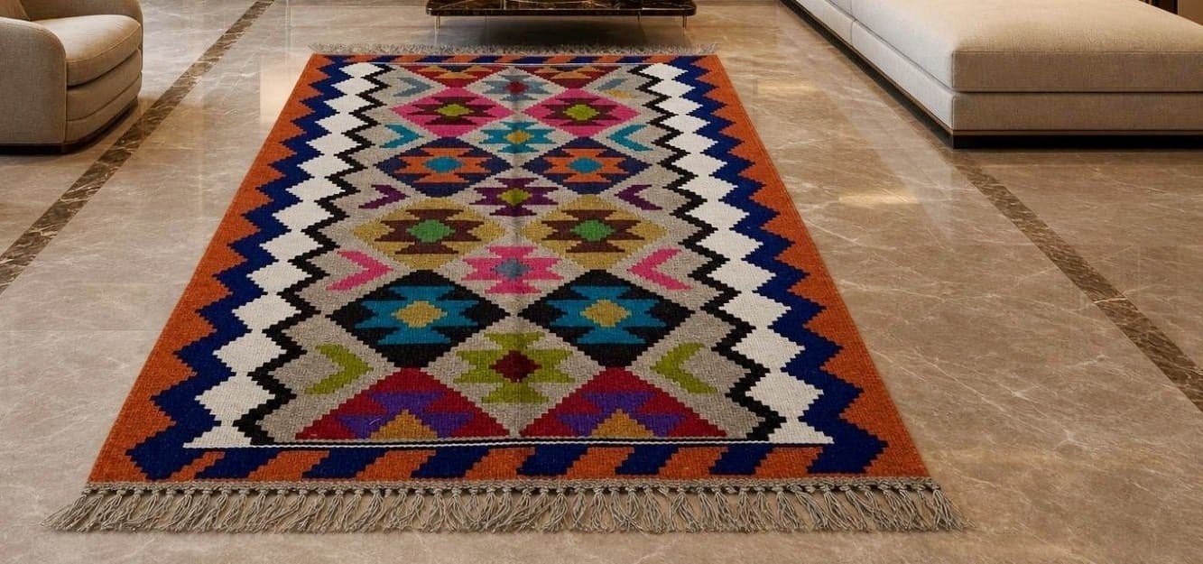 گلیم دستبافت دو متری هدیه خاص رنگ گیاهی کدAL9791