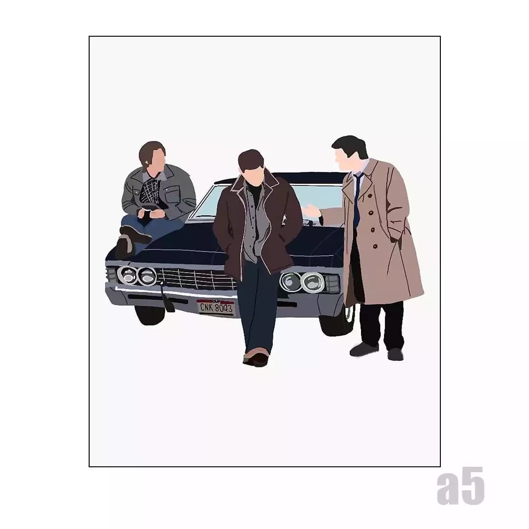 پوستر مینیمال طرح سم، دین و کستیل سریال سوپرنچرال Supernatural — تصویر ۲