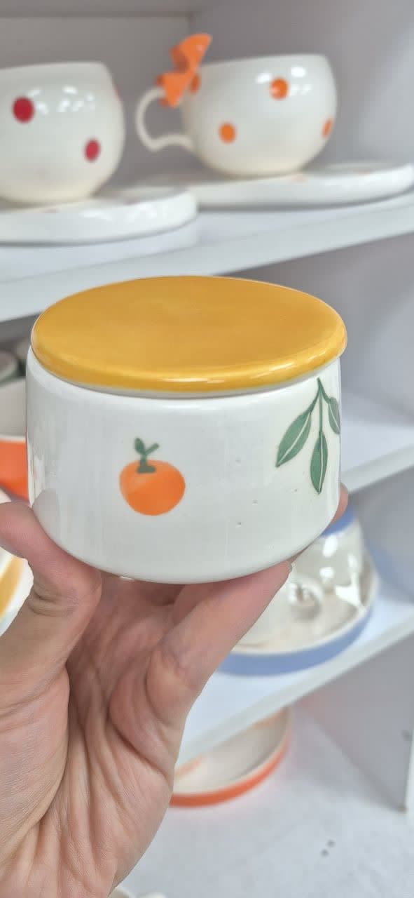 چای خوری دو نفره سرامیک پرتقال — تصویر ۴
