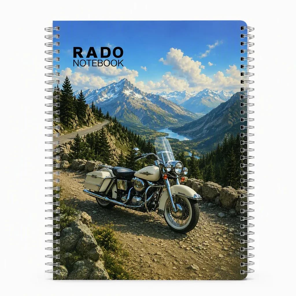 دفتر سیمی ۸۰ برگ طرح موتور و طبیعت برند RADO