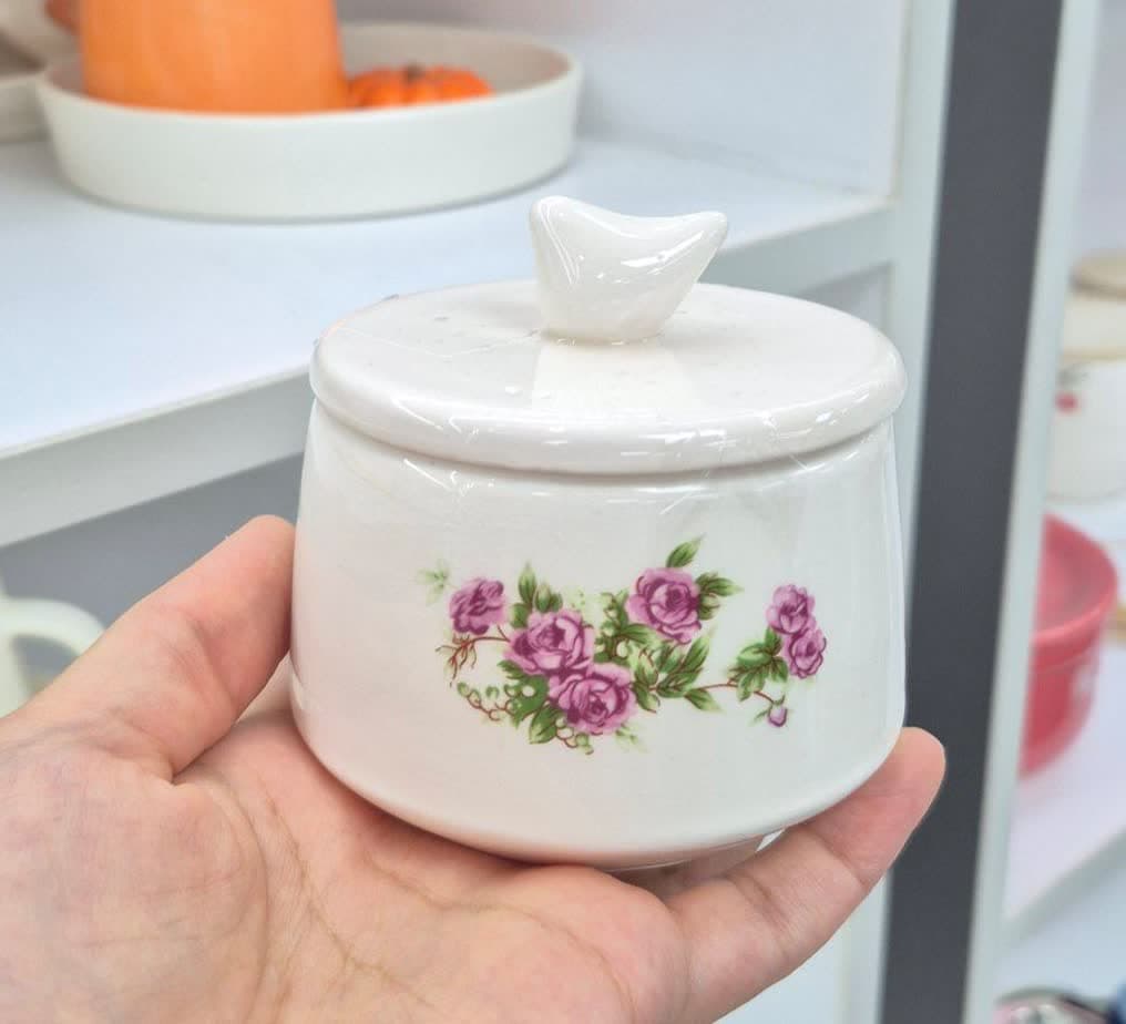 ست چای خوری فنجان و قندان دو نفره گل سرخی — تصویر ۴