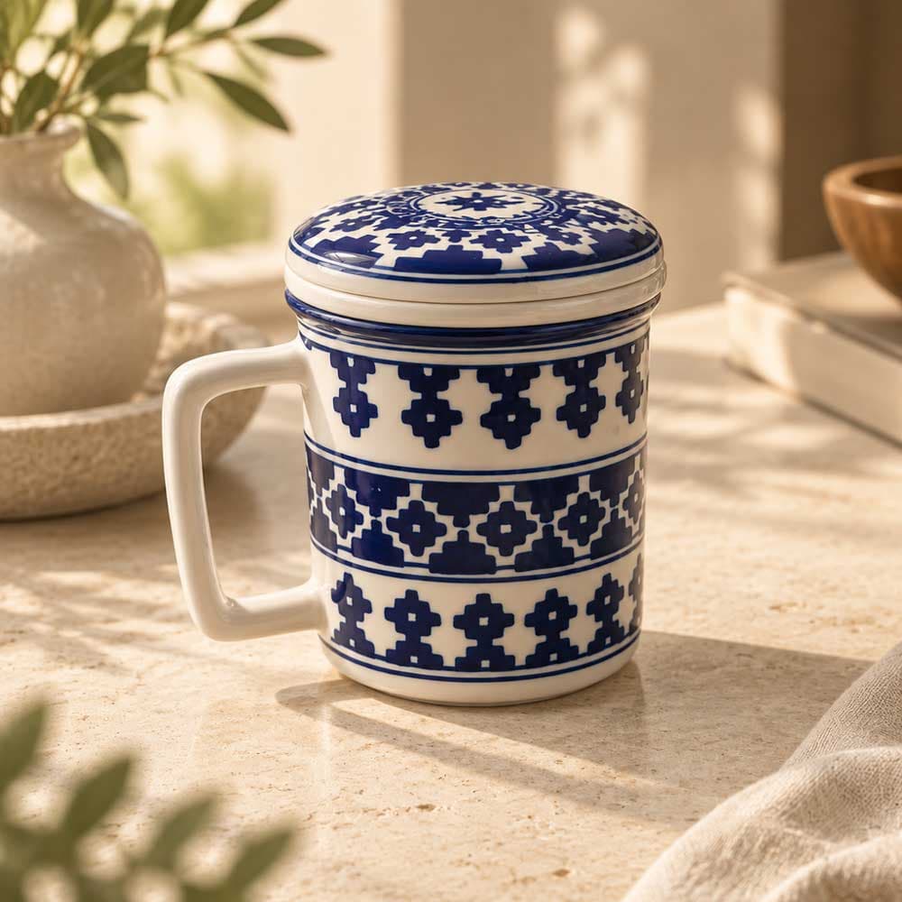 ماگ دمنوش چینی طرح سنتی با درپوش