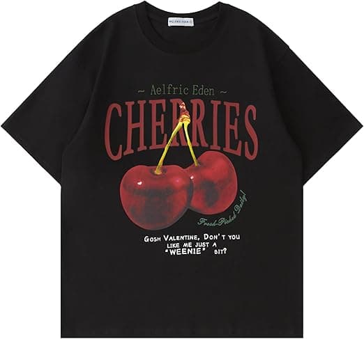 تیشرت نخ پنبه طرح CHERRIES