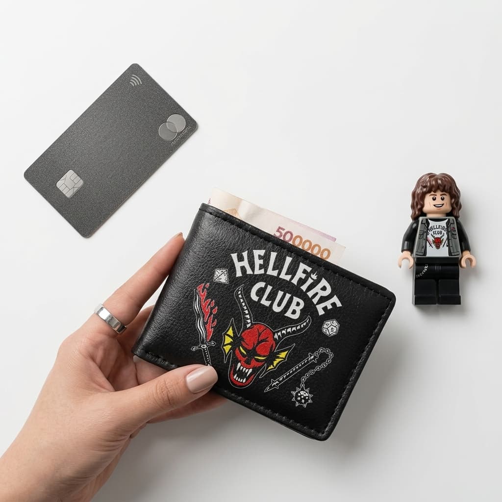 کیف پول چرمی طرح لوگو هل فایرکلاب Stranger Things — تصویر ۳
