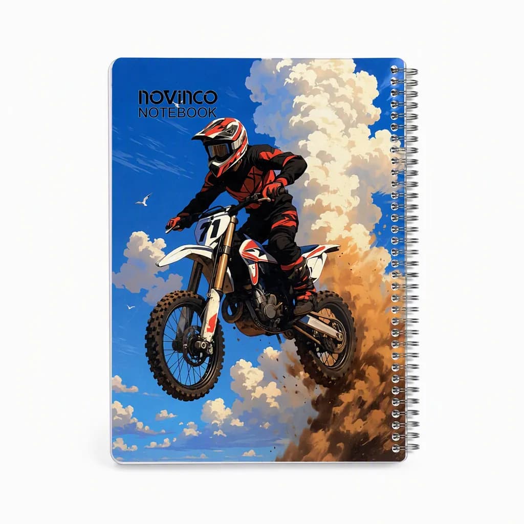 دفتر ۱۰۰ برگ برند novinco NOTEBOOK طرح مرد موتورسوار — تصویر ۲