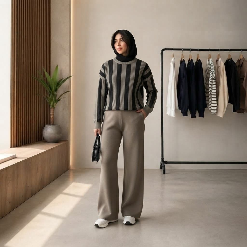 ست بافت زنانه مدل راه‌راه کد 1061 — تصویر ۲