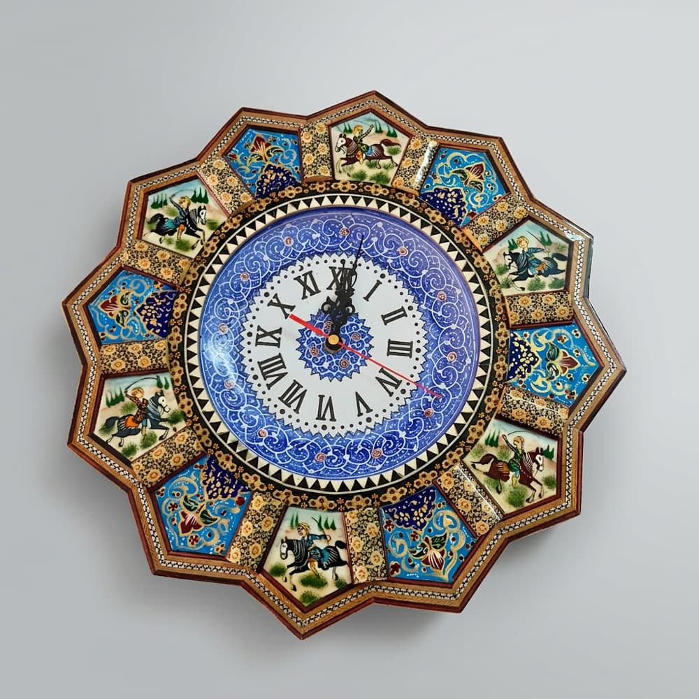 ساعت خورشیدی مینا خاتم طرح شکار