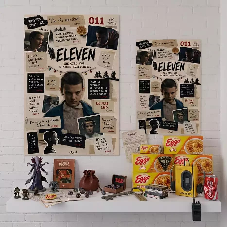 پوستر طرح دیالوگ‌های الونEleven سریال Stranger Things