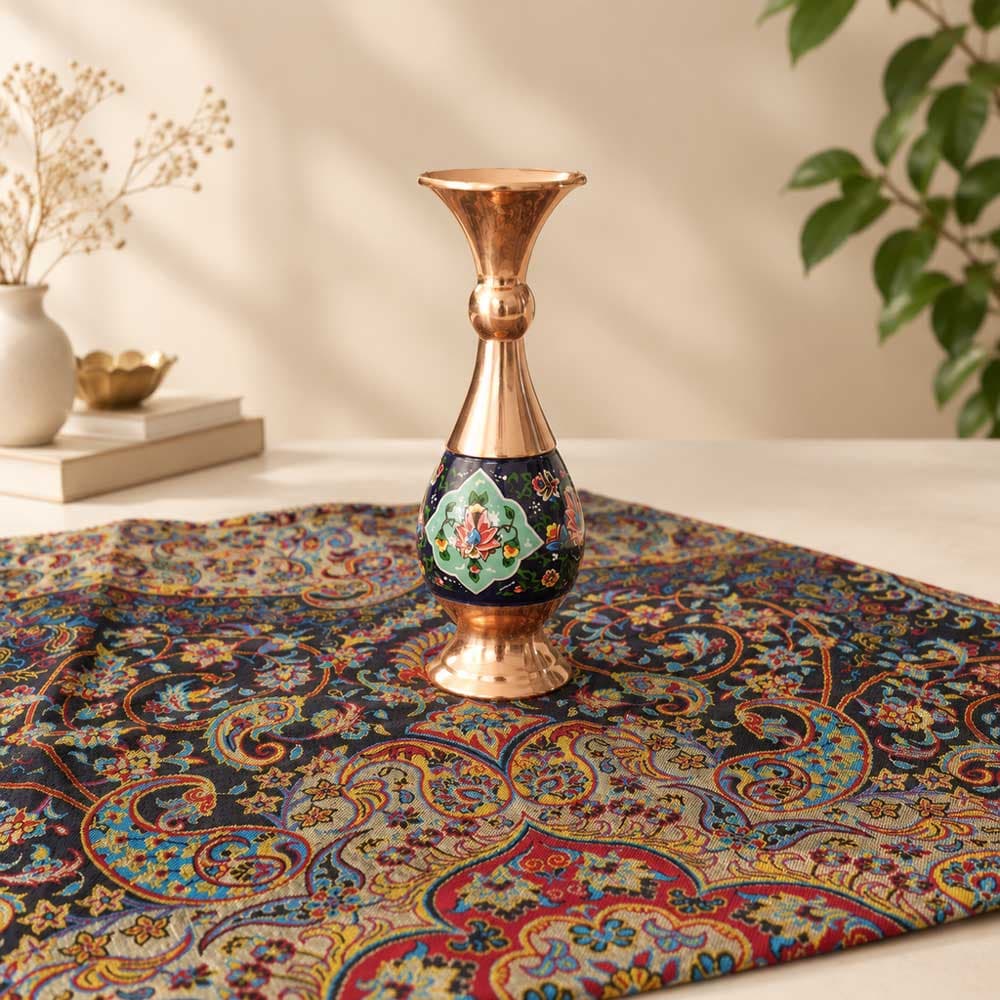 پک هدیه گلدان مس و پرداز و ترمه — تصویر ۳
