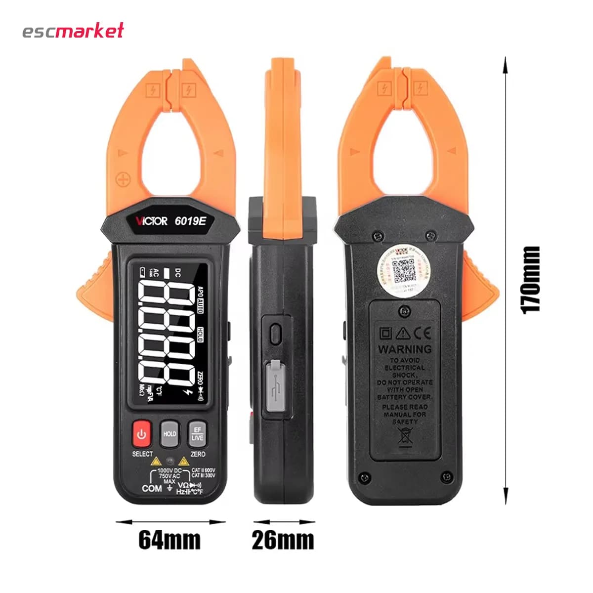 کلمپ متر دیجیتال ویکتور مدل VICTOR 6019E — تصویر ۳
