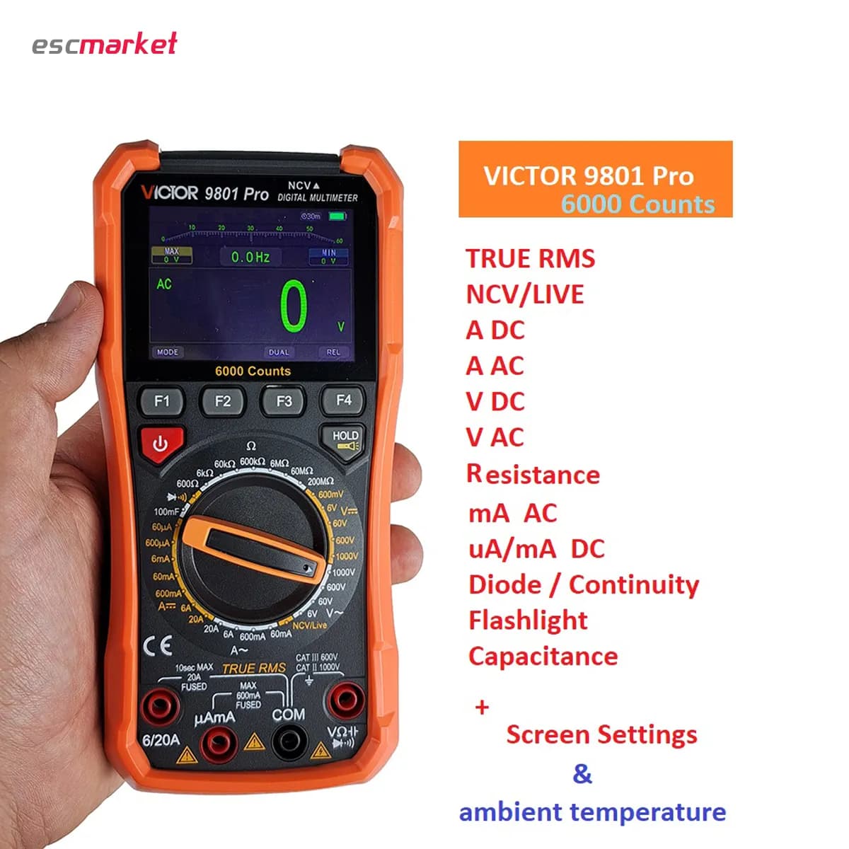 مولتی‌متر دیجیتال ویکتور مدل VICTOR 9801 Pro — تصویر ۳