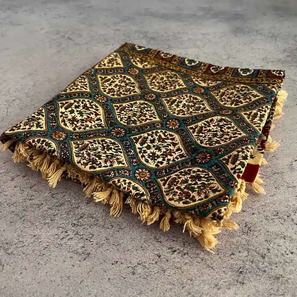 پک جفت گلدان فیروزه کوبی و رومیزی قلمکار — تصویر ۵