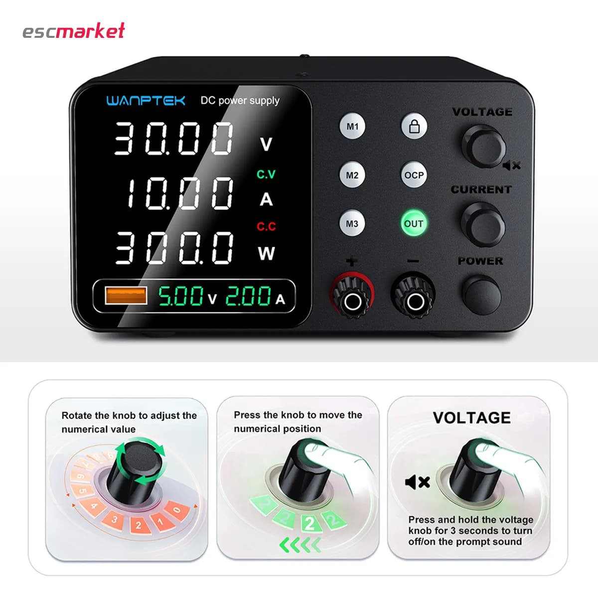 منبع تغذیه 30 ولت 10 آمپر سویچینگ WANPTEK مدل TPS-C3010 — تصویر ۷