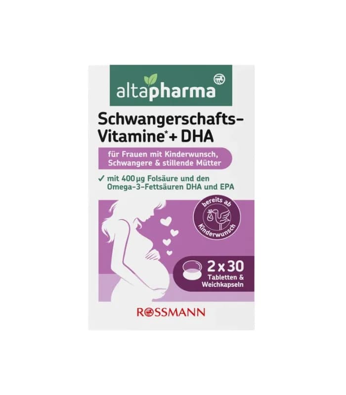 مکمل دوران بارداری آلتافارما + DHA | Altapharma Schwangerschafts-Vitamine + DHA (۳۰ قرص + ۳۰ کپسول نرم)