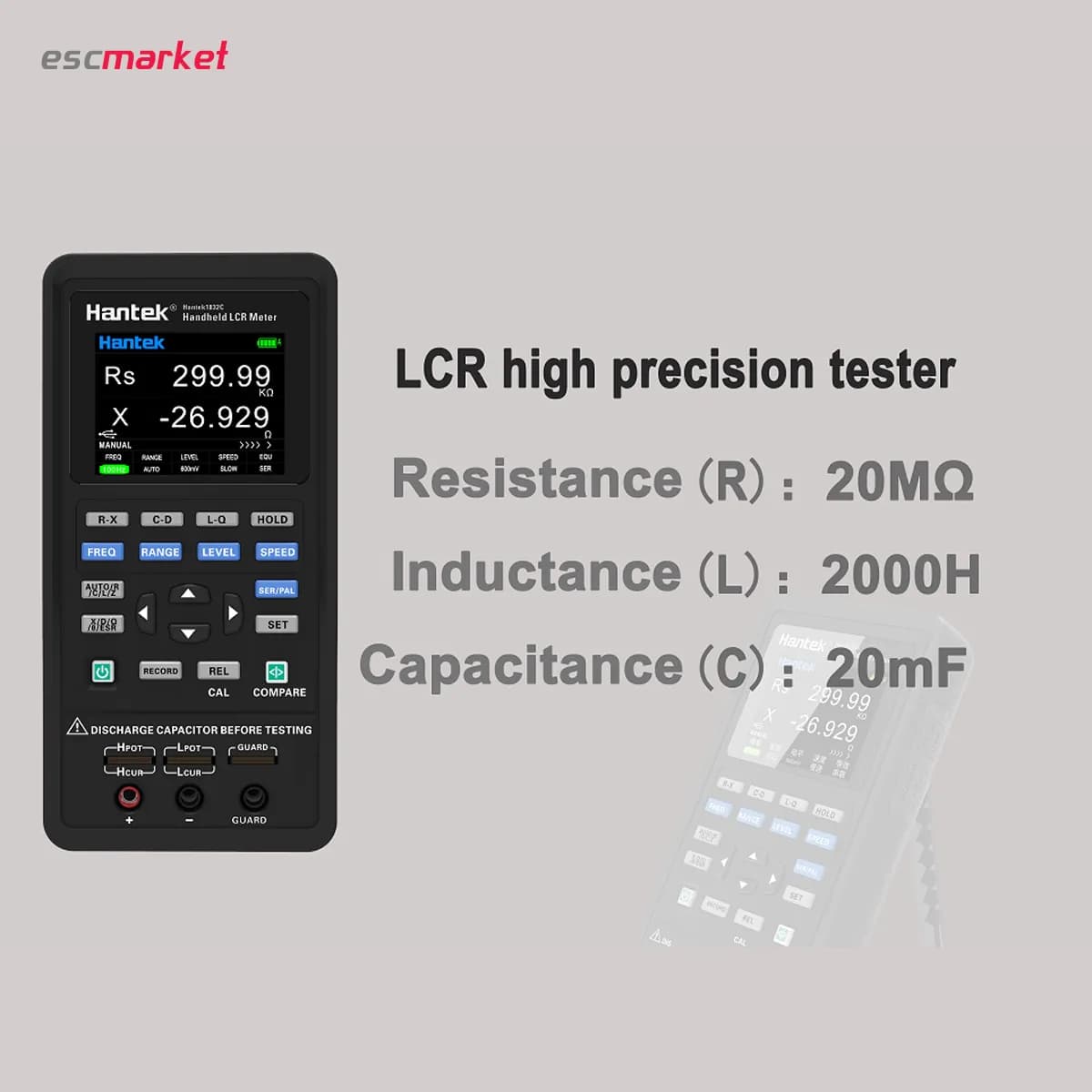 LCR متر هانتک مدل Hantek 1833C – فرکانس 100 کیلوهرتز — تصویر ۴