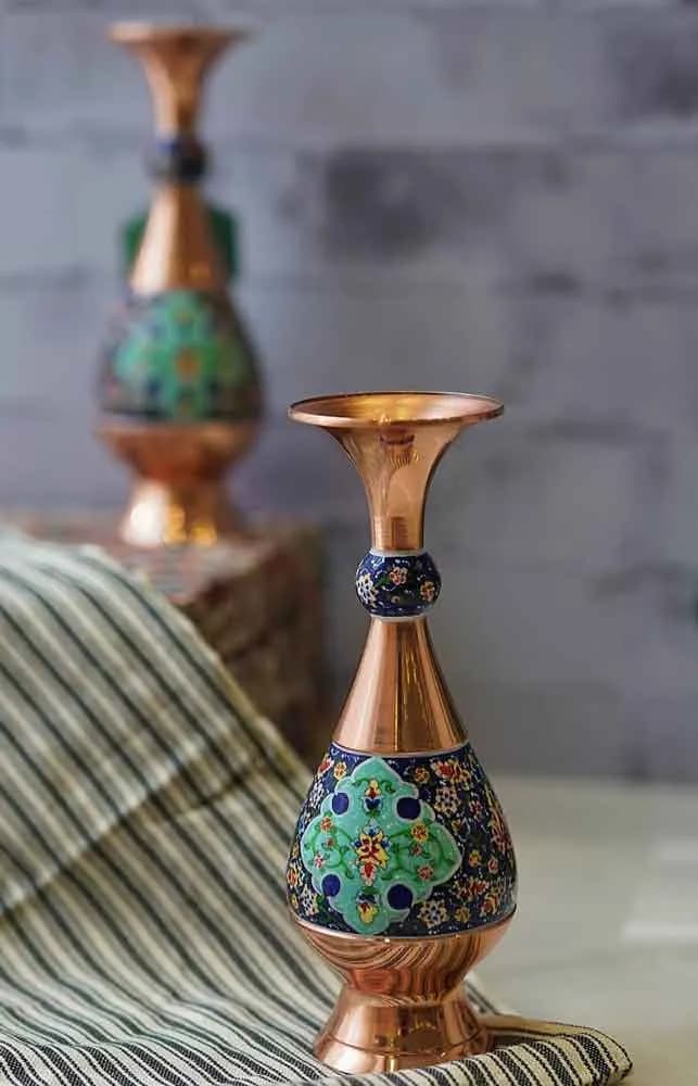 هدیه ست جفت گلدان مس و پرداز — تصویر ۳