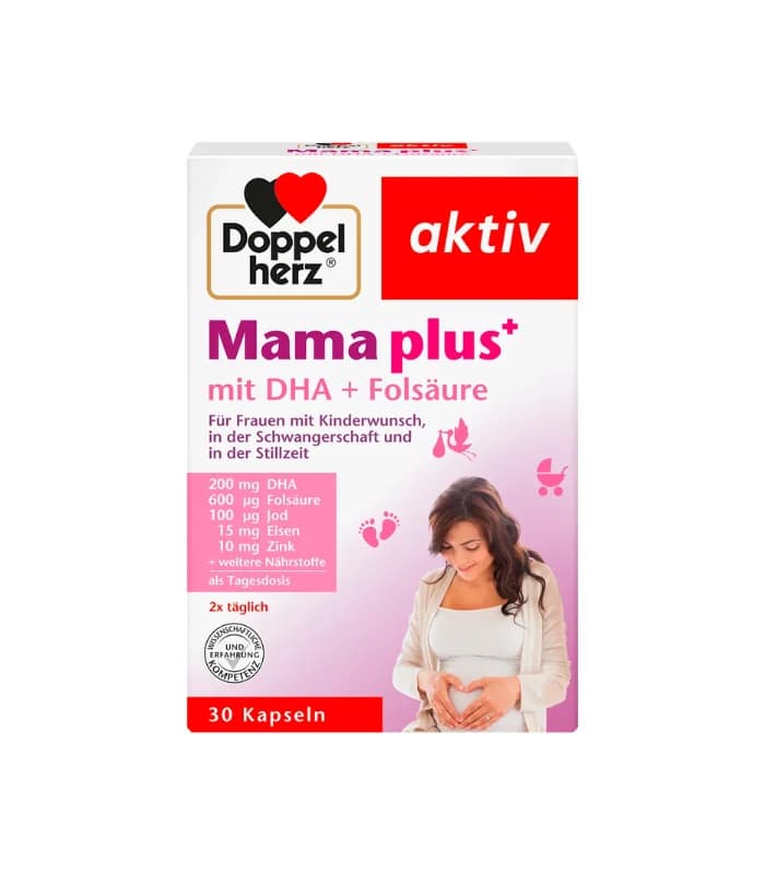کپسول مکمل دوران بارداری Doppelherz Mama Plus + DHA و فولیک اسید (۳۰ عدد)
