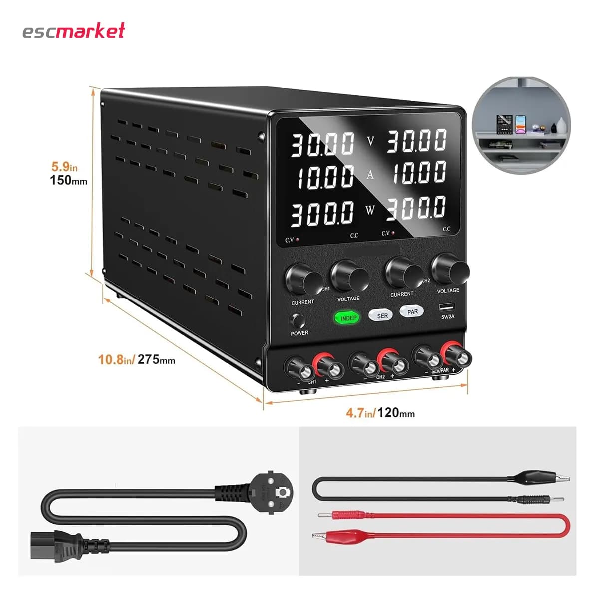 منبع تغذیه 30 ولت 10 آمپر سویچینگ NICE POWER مدل SPS-3010-2KD — تصویر ۵