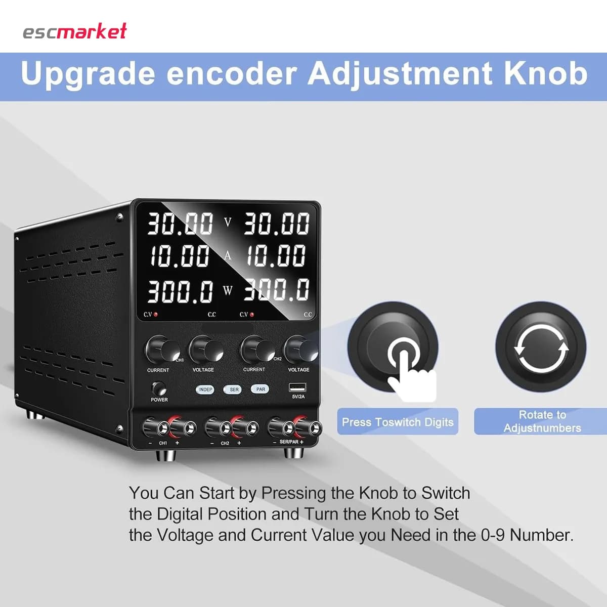 منبع تغذیه 30 ولت 10 آمپر سویچینگ NICE POWER مدل SPS-3010-2KD — تصویر ۳