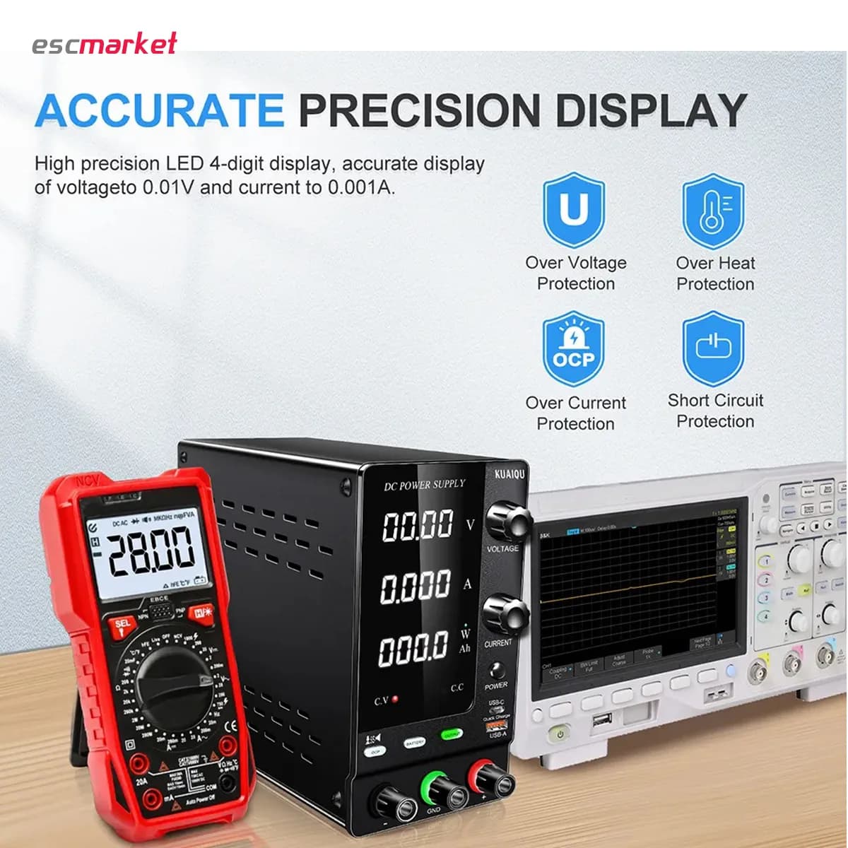 منبع تغذیه 30 ولت 10 آمپر سویچینگ KUAIQU مدل SPPS-C3010C – دارای باتری شارژر — تصویر ۷