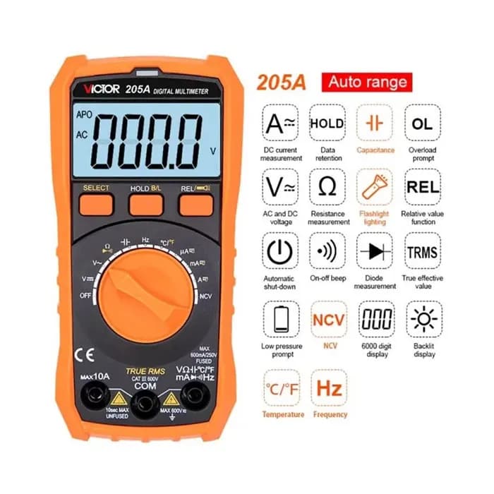 مولتی متر دیجیتال ویکتور مدل VICTOR 205A — تصویر ۱۱