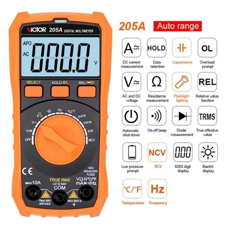 مولتی متر دیجیتال ویکتور مدل VICTOR 205A — تصویر ۵