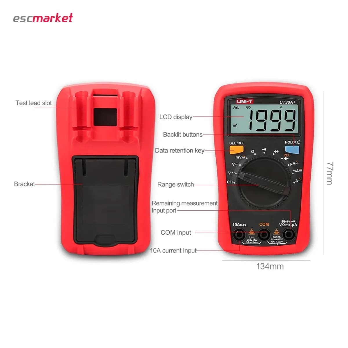 مولتی متر دیجیتال یونی تی مدل +UNI-T UT33A — تصویر ۳