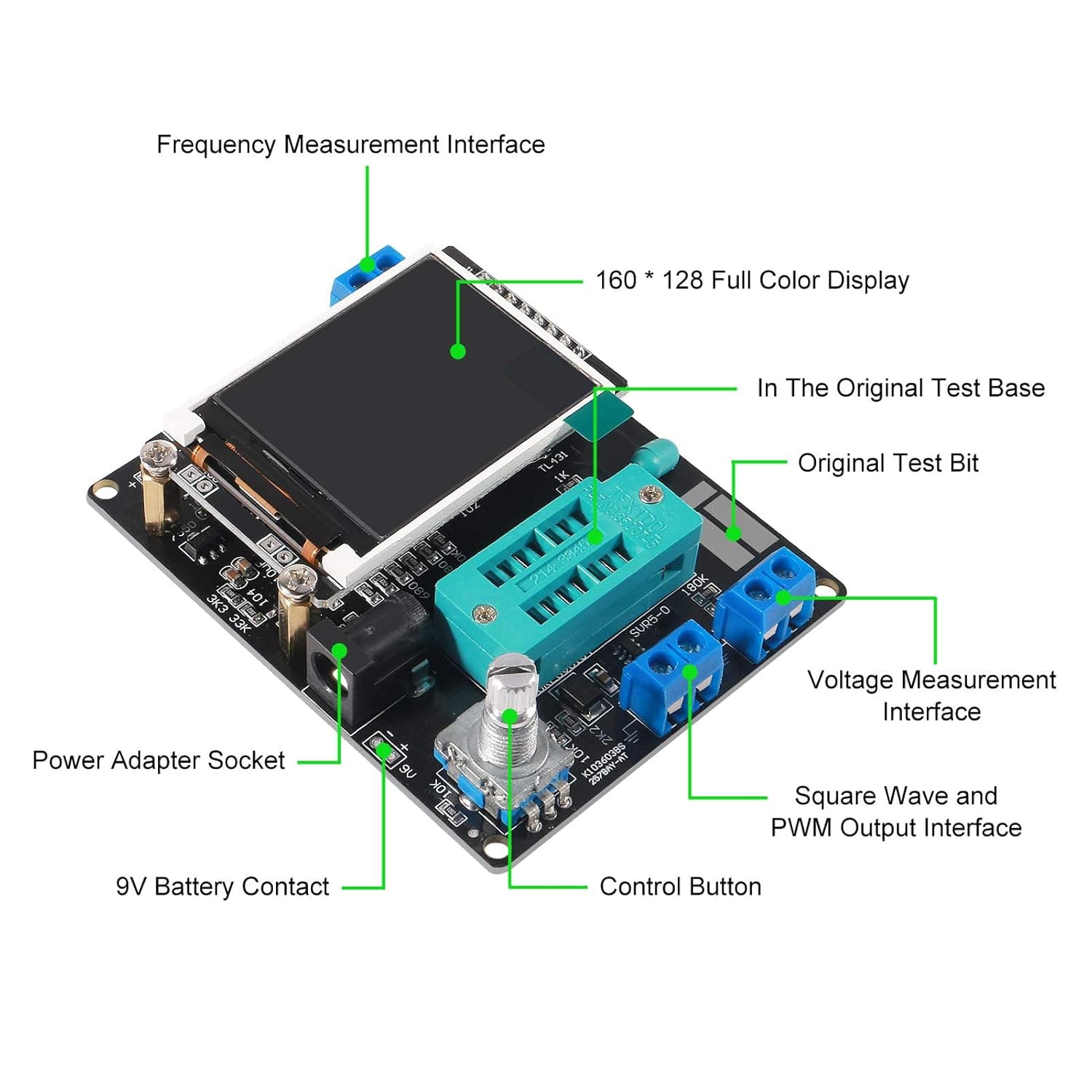 تستر قطعات الکترونیکی GM328A-HW849A با قاب شفاف — تصویر ۳