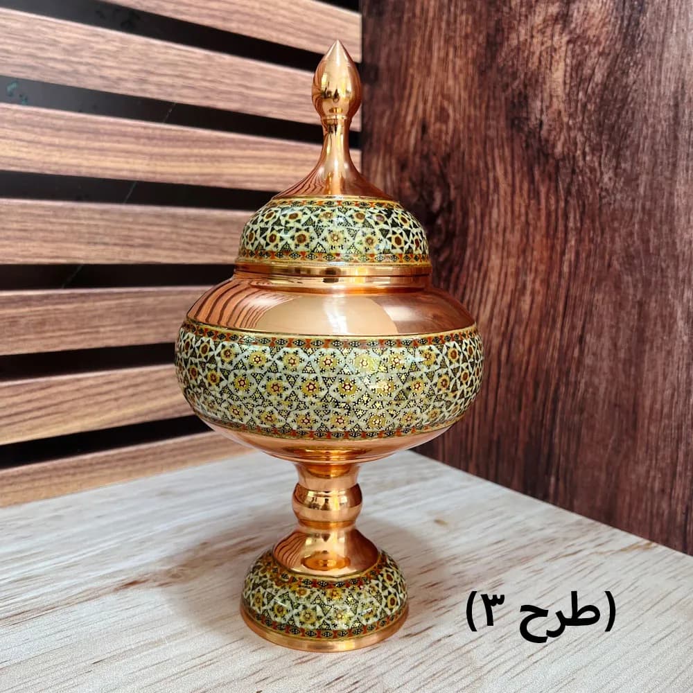 شکلات خوری مس و خاتم 30 سانتی متر — تصویر ۴