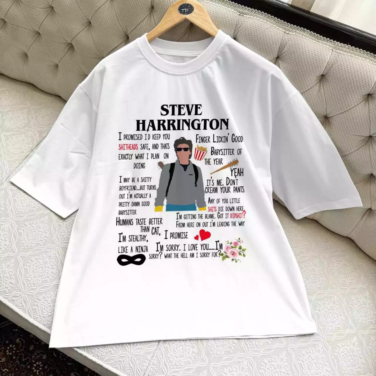 تیشرت نخ پنبه طرح STORY Steve Harrington