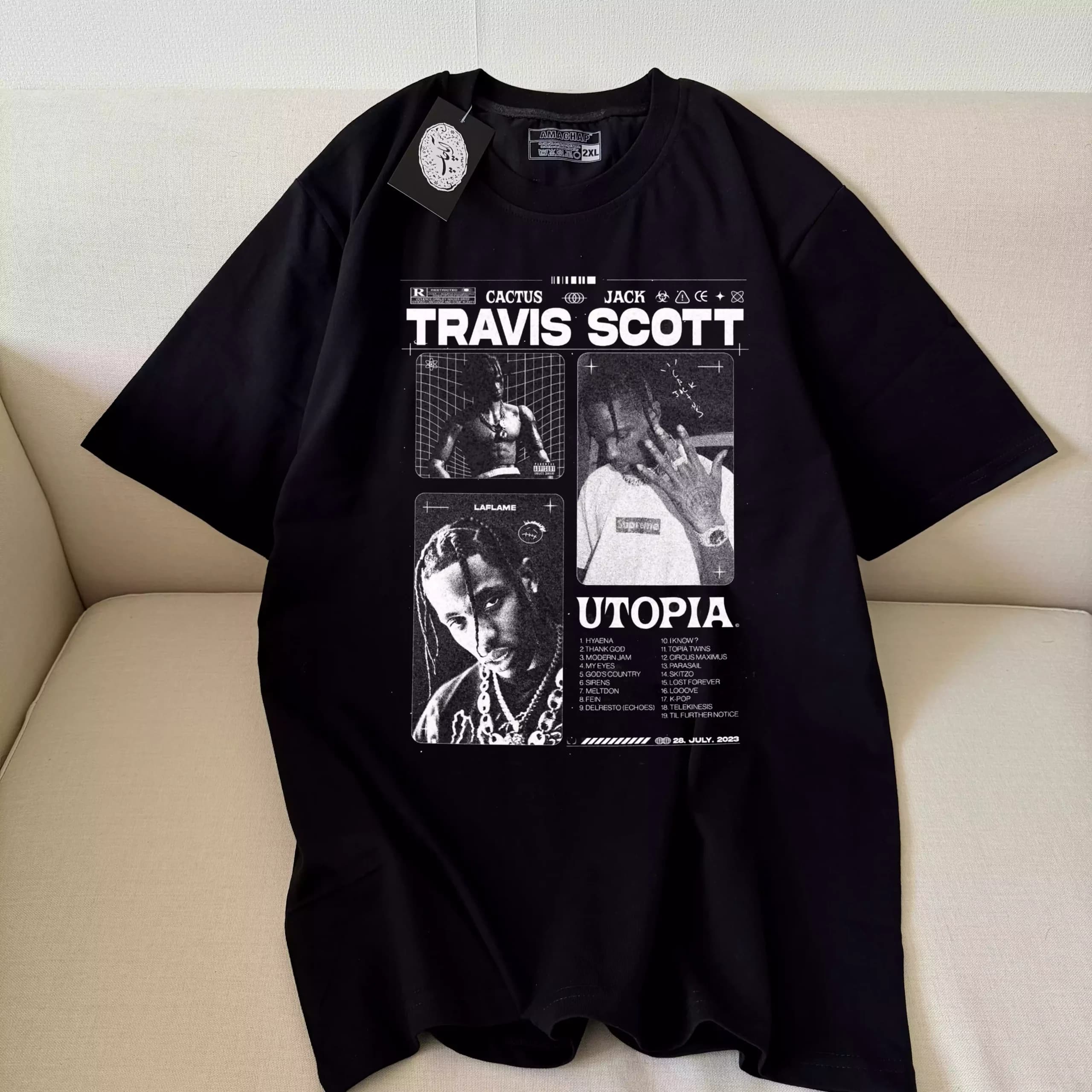 تیشرت نخ پنبه مشکی طرح تراویس اسکات Travis Scott Utopia