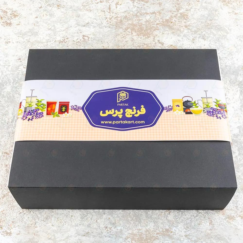 پک هدیه فرنچ پرس – اسطوخودوس – خرما پیارم – دمنوش آرامش — تصویر ۴