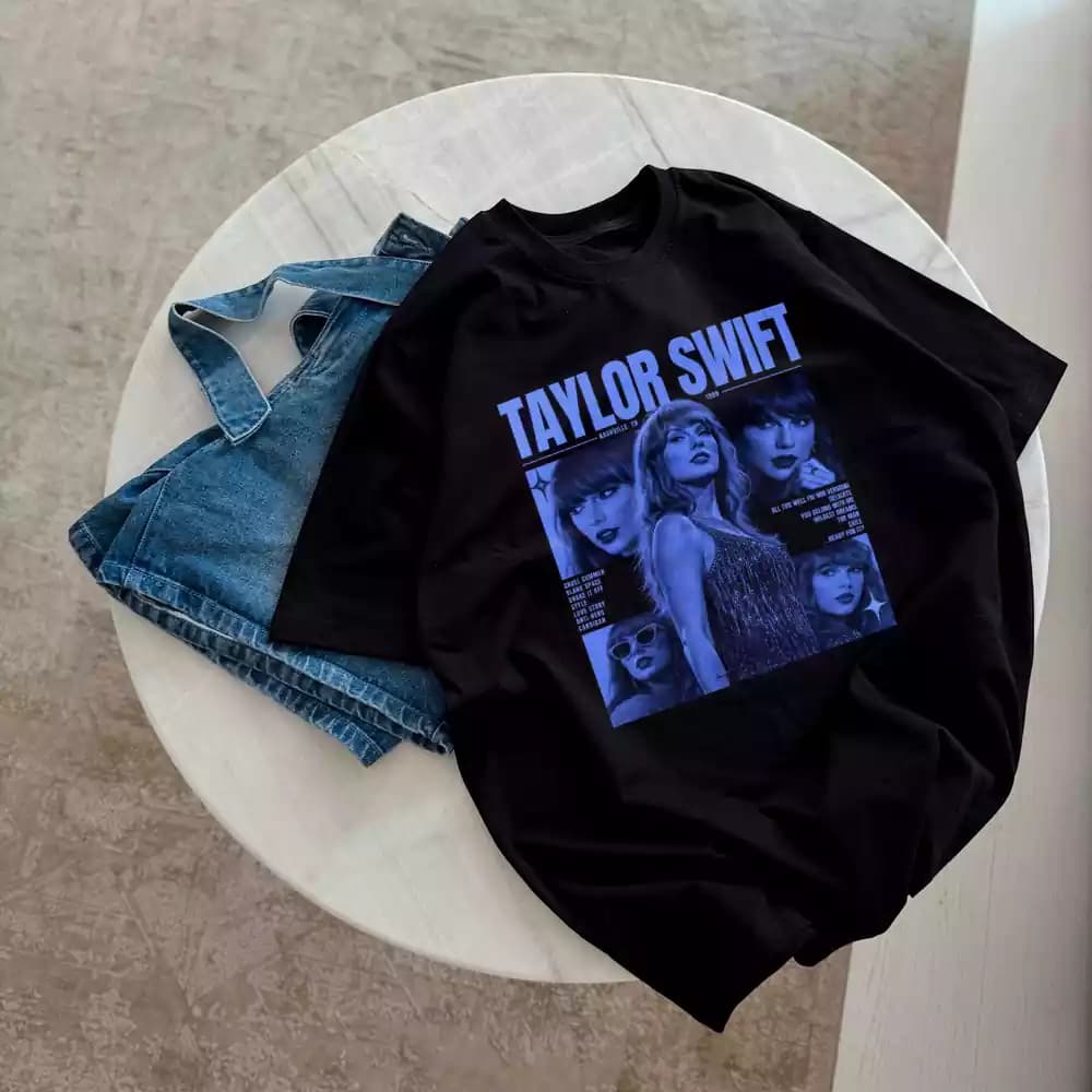 تیشرت نخ پنبه مشکی طرح تیلور سوییفت Taylor Swift