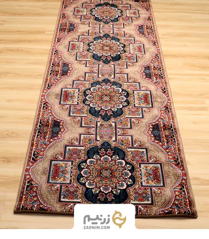 فرش کناره هیوا 700 شانه طرح ناردون رنگ‌ گردوئی