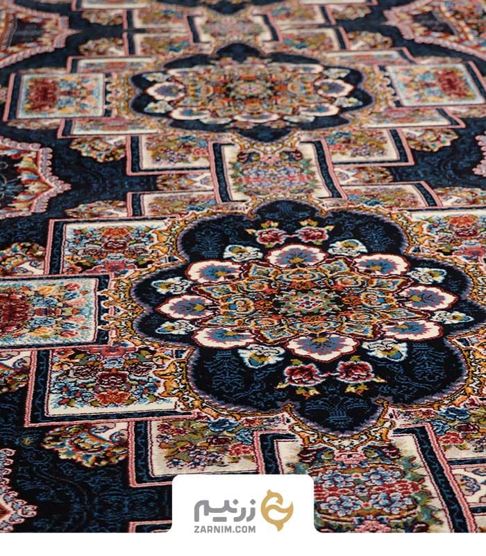 فرش کناره هیوا 700 شانه طرح ناردون رنگ‌ سرمه‌ای — تصویر ۲