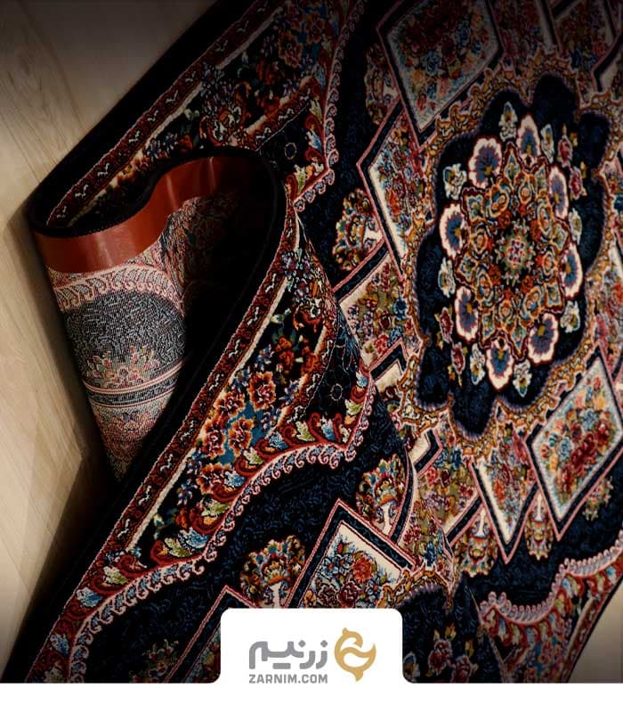 فرش کناره هیوا 700 شانه طرح ناردون رنگ‌ سرمه‌ای — تصویر ۵